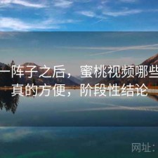 用了一阵子之后，蜜桃视频哪些地方真的方便，阶段性结论
