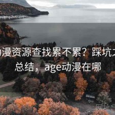 age动漫资源查找累不累？踩坑之后的总结，age动漫在哪
