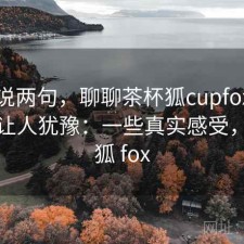 随便说两句，聊聊茶杯狐cupfox哪些点会让人犹豫：一些真实感受，茶杯狐 fox