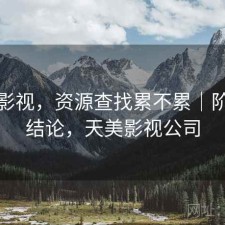 天美影视，资源查找累不累｜阶段性结论，天美影视公司