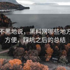 不吹不黑地说，黑料网哪些地方真的方便，踩坑之后的总结